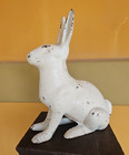 Antique Cast Iron Solid Rabbit Bunny Doorstop Original Paint 11 5   Heavy
