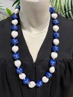 Hawaiian Kukui Nut Lei Class Of 2026 Graduation Lei Necklace Blue White Nwt