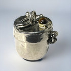 Antique Art Nouveau Sterling Silver Miniature Snuff Or Pill Box W  Tiger   s Eye