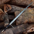 Hand-forged Medieval Longsword  Damascus Steel Knight Sword With Leather Grip