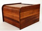 Mid Century Danish Modern Scandinavian Solid Teak Wood Tambour Door Storage Box
