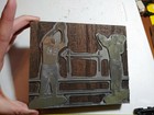 Vtg Letterpress Printing Block Football Players Quarterback Receiver Large 1959