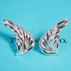 Vintage Tiffany Feather Silver Earrings 925 Sterling Used Rare