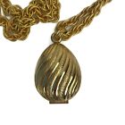 Vintage Avon Necklace Solid Perfume Compact Goldtone Egg Shaped Swirled Swirl
