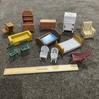 Vintage Dollhouse Furniture Bed Ice Box Chairs 1 12 1 18 Metal Wood