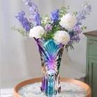 Multicolor Clear Glass Vases Wide Mouth Gradient Flower Vase For Bookshelf Di   