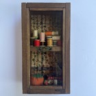 Vtg Primitive Sewing Shadow Box J p Coats Folk Art Needlework Wall Decor Kitschy