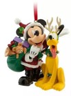 Disney Parks Santa Mickey Mouse   Reindeer Pluto Christmas Ornament New