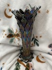 Antique Dugan Amethyst Carnival Glass Lined Lattice Vase 9 5   