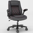 Black Leather Executive Office Chair High Back Computer Chairs With Rubber Wheel