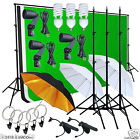 Photo Video Studio Lighting Photography 3 Backdrops Stand Muslin Photo Light Kit