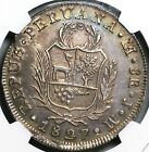 1827 Ngc Au Peru 8 Reales Lima Mint Standing Liberty Silver Coin  24072301d 