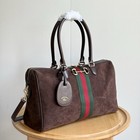 Women s Soft Suede Duffle Bag Brown Leather Crossbody Strap Travel Tote