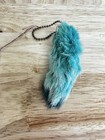 Vintage 3    1960s Lucky Charm Usa Real Rabbit s Foot Keychain Light  Dark Blue Lg