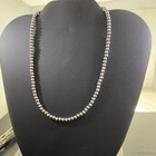 Navajo Pearl Beads 4 Mm Sterling Silver Necklace 20  Length For Women