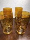 Set Of 4 Vintage Cut To Clear Crystal Highball Or Water Glasses  5 6    Amber