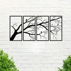 Luxury Metal Wall Art Decor 4-piece Set Black Tree Of Life Sculpture Home Decor