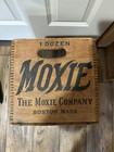 Vintage Primitive Dovetailed Red Black Logo Moxie Wood Box Soda Pop Crate Boston