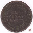 1813 Nova Scotia Half Penny Token Ns-19b2 - F vf - Corrosion Lot 15330