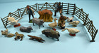 Lot Of 12 Antique Metal Toy Farm Animals 3 People Plus Fencing  Hay Made England