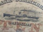 C1857 Bank Commerce Savannah Georgia 10 Dollar Note Obsolete Currency Circulated