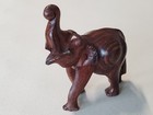 Vintage Hand Carved Wooden Elephant 5  Statue Figurine Sculpture Removable Tusks