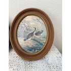 Vintage Wooden Oval Frames Duck Crane Wall Art  2 Pc 