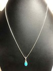 6742 Sterling Silver 925 Turquoise Teardrop Pendant 18  Chain Necklace