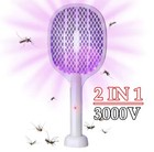 Electric Hand Held Mosquito And Bug Zapper Racket 2 In 1 Fly Swatter 