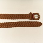 Brown Braided Stretch Leather Belt Women s Size Medium Elastic Woven