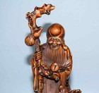 Chinese Antique Boxwood Wood Carving God Of Longevity Statue Collection Nice Art