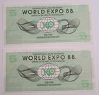  2  World Expo 88 Australia   s Bicentenary 1788-1988 5 Expo Dollar Notes 1988
