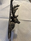 Elk Head And Hook Wall Plaque Distressed Cast Iron