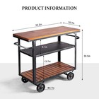 Vintage Rolling Bar Cart On Wheels Industrial Mobile Serving Cart Metal And W   