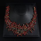 Bridal Headpiece Red Crystal Pearl Rhinestone Wedding Headband Hair Vine Women