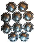 10 Western Horse Tack Antique Berry Saddle Conchos  1-1 2  Screw Back Usa