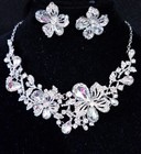 Clear Crystal Choker Rhinestone Necklace Earring Set Bridal Prom Pageant