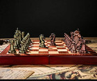 Retro Metal Chess Set With Folding Wooden Chess Board And Classic Handmade Stand