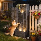 Outsunny Waterfall Fountain With Led Lights  Cascading Waterfall Feature