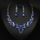 Banquet Women Crystal Rhinestone Necklace Earrings Bridal Jewelry Set Statement