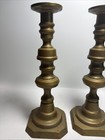 Pair Vintage Bronze brass Candlesticks Distressed Patina Candle Holders 11 