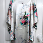 Kimono Style Dress With Peacok   Flowers Design