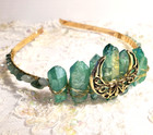 Raw Green Crystal Quartz And Stone Crown Headband Tiara Moon Goddess Headpiece