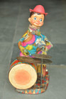 Vintage Clown joker Playing Orchestra Battery Litho Tin Toy   Japan