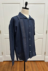 Large Hand Made Long Sleeve Mexican Guayabera Shirt With Hand Loom Embroidery 