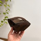 Vintage Chinese Carved Wood   Tin Kwan Rice Grain Street Vendor Measuring Bucket