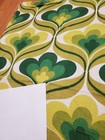 Awesome Rare Vintage Mid Century Retro 70s Green Yellow Floral Drop Fabric  Look