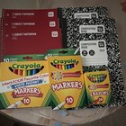 Crayola School Supplies Lot  2x10ct Markers  24ct Crayons  3 Notebooks  3 Comp