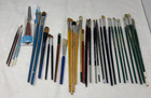Artist Vintage Art Paint Brushes Lot Of 34 Brushes Mixed Brands   Sizes Used