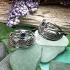 New Solid Sterling Silver Celtic Hoop Earrings Irish Scottish Amethyst 925